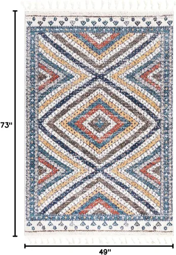 Vista 2 de Unique Loom Aramis Collection - Alfombra rectangular de 4 pies 1 pulgada x 6 pies 1 pulgada, color azul y azul claro