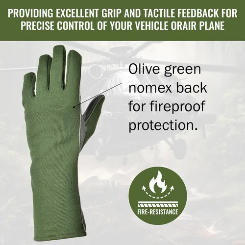 Vista 3 de Guantes de vuelo Nomex, guantes de trabajo de cuero para hombres, piel de oveja suave y duradera para conducción, vuelo, jardinería y caza
