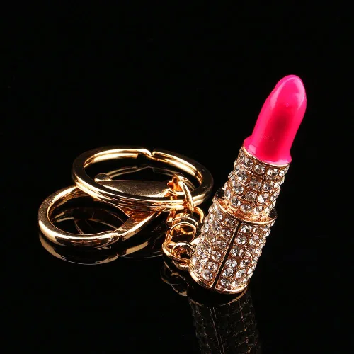 Vista 7 de Yosoo llavero de cristal con estrás, de búho, regalo con dije colgante para bolsa, Lipstick