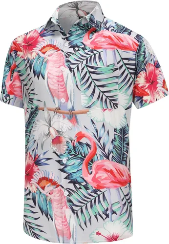 Vista 241 de KYKU - Camisa hawaiana funky para hombre, ropa tropical para vacaciones en Palm Beach