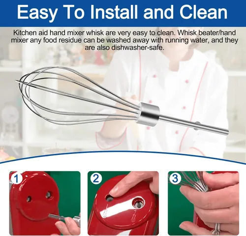 Vista 6 de Paquete de 2 accesorios para batidora de mano para batidor de mano Kitchenaid W10720799 Batidores de huevo para mezclador Kitchenaid Batidor