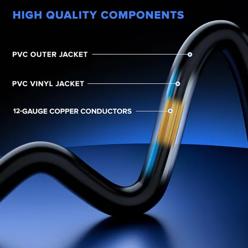Vista 5 de Divisor de cable de extensión SJTW de alimentación 2 en 1 con función de bloqueo de 1.5 pies, calibre 16
