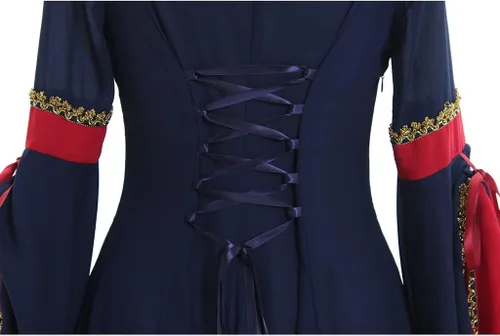 Vista 6 de CosplayDiy Vestido renacentista para mujer, disfraz medieval, vestidos victorianos, falda pirata, vestido de elfo de hadas renacentistas