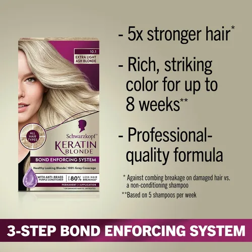 Vista 23 de Schwarzkopf Keratin - Tinte para el cabello rubio, 7.0 rubio ceniza oscuro, coloración permanente de calidad profesional, sistema de refuerzo