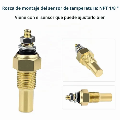 Vista 2 de WATERWICH Kit de medidor de temperatura de aceite 104-302℉ DC12V 2 pulgadas 52mm con sensor para barco, coche, camión, vehículo automotriz