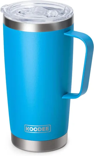 Vista 28 de koodee Vaso Tumbler Delgado de Acero Inoxidable de 20 oz con Aislamiento de Doble Pared, Vaso Tumbler Delgado para Agua para Café, Té (Azul Bebé)