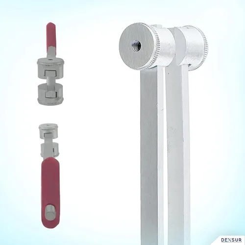Vista 7 de Aleación de aluminio combinada del diapasón del martillo del reflejo del grado médico, uno 2 en 1, diapasón de 128 Hz con el martillo de Taylor