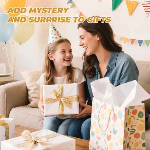 Vista 3 de Simetufy Papel de seda blanco para bolsas de regalo, 270 hojas de 20 x 20 pulgadas, papel de regalo blanco para embalaje, papel de seda de regalo a