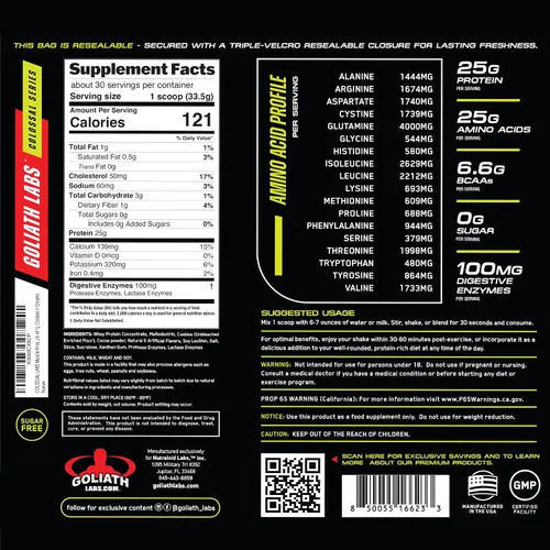 Vista 7 de COLOSSAL LABS Muscle Protein - Polvo de suero de leche [5 libras/paquete de 1] – Filtrado en frío, 0.88 oz de proteína pura, 0.18 oz de BCAA