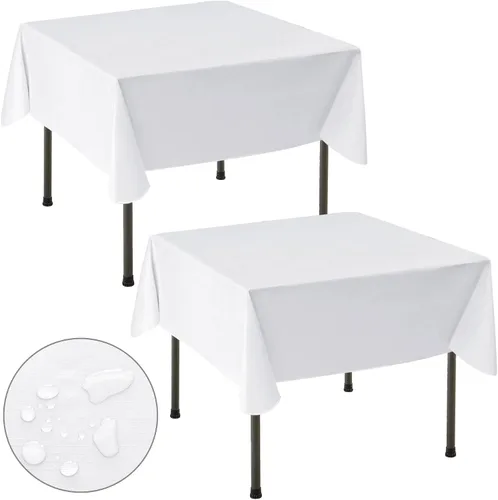 Vista 18 de Nasitos Paquete de 2 Manteles de Vinilo Cuadrado 54x54 Pulgadas - Beige, Manteles de Mesa de Cartón Impermeables y Resistente al Aceite, Manteles