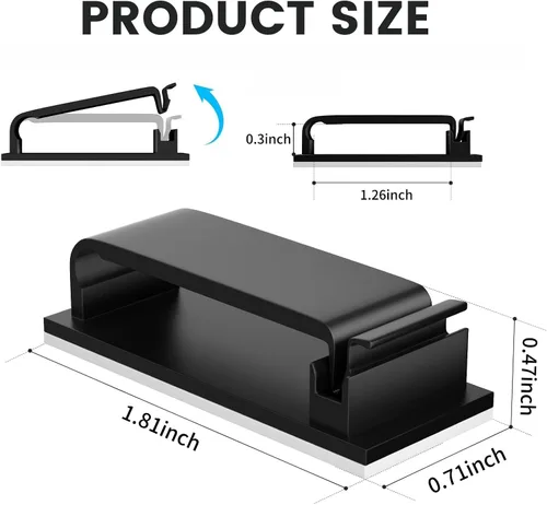 Vista 3 de Conwork - Clips para cables, organizador de cables Ethernet, abrazaderas adhesivas para gestión de cables, soporte para cables de escritorio
