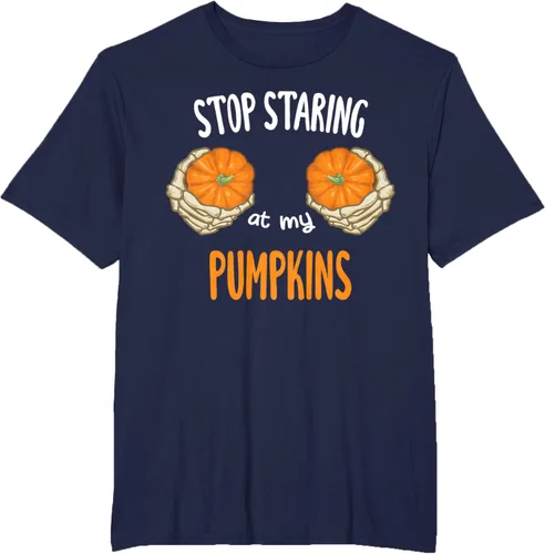 Vista 19 de Stop Staring at My Pumpkins for Hot Witches, camiseta de brasier de Halloween, Negro