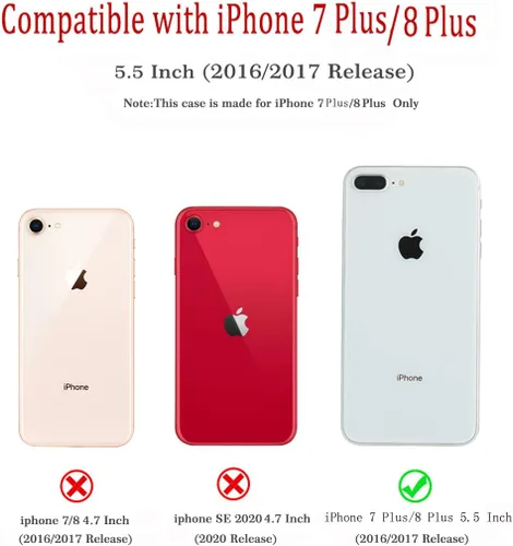 Vista 2 de Funda compatible con iPhone 8 Plus/7 Plus (5.5 pulgadas), [protección contra caídas] [arañazos] de silicona líquida a prueba de golpes, antihuellas
