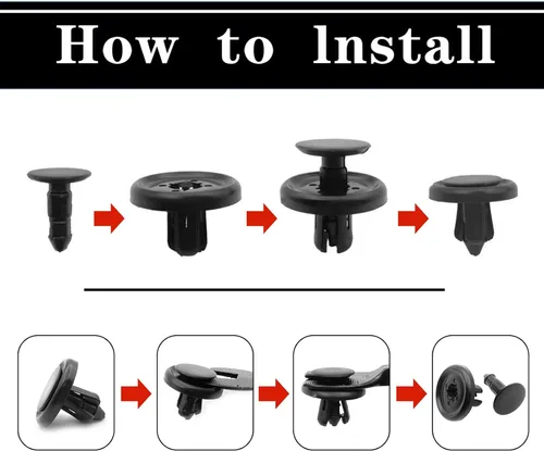 Vista 4 de 100 piezas de clips de retención tipo empuje de nylon para cubierta del motor, protección contra salpicaduras del parachoques, forro
