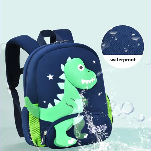 Vista 4 de PXLVR Mochila infantil para niños de 3 a 6 años, mochila de jardín de infantes de dinosaurio para niños y niñas, mochila preescolar, azul (Blue1)