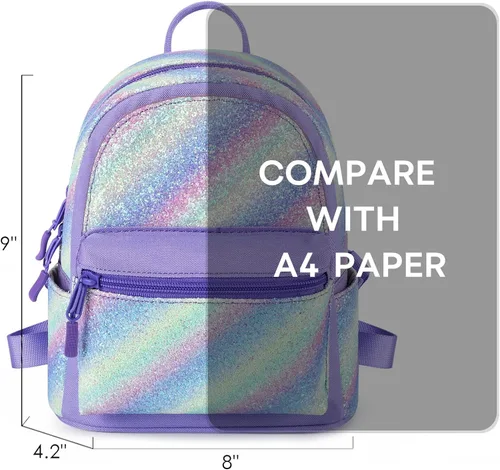 Vista 3 de mibasies Mini mochila para niñas y niños, monedero arcoíris