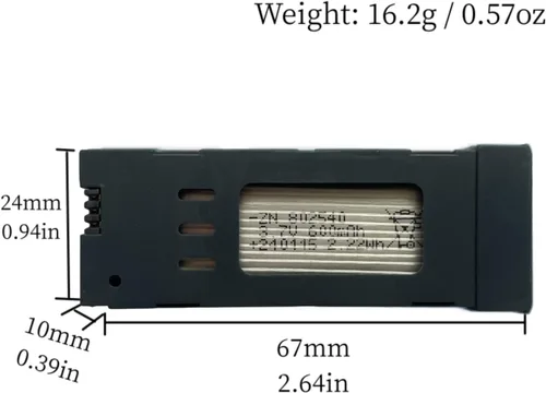 Vista 2 de E58 Batería 3.7V 600mAh Batería para E58 S168 JY019 JD-19 Drone Batería Quadcopter Batería con 5 en 1 Cable de Carga USB