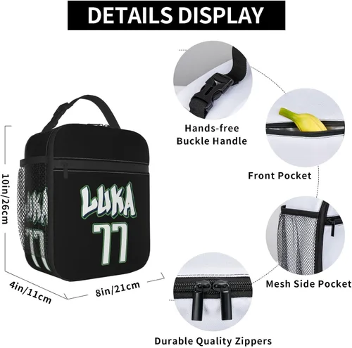 Vista 5 de Luka #77 Doncic - Bolsa de almuerzo aislada, impermeable, reutilizable, bolsas de hielo para adultos