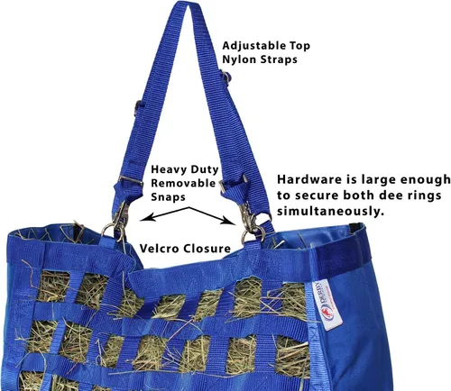 Vista 3 de Derby Originals - Bolsa de heno para caballos con alimentación lenta, parte inferior súper resistente con 6 meses de garantía Negro