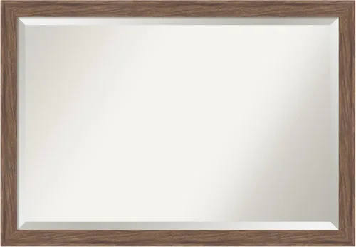 Vista 94 de Amanti Art Espejo de baño marrón para sobre lavabo, espejo rectangular de 24x20 Caleb Brown para tocador, marco rústico pequeño de estilo campestre