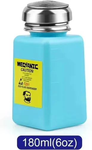 Vista 4 de Botella dispensadora de alcohol a presión con tapa de acero inoxidable de sellado, dispensadores de alcohol solvente de 6.8 onzas, contenedor