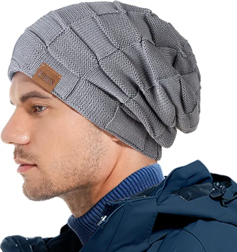Vista 5 de REDESS Gorro para hombre y mujer, gorro de invierno cálido, gorro de punto holgado grueso