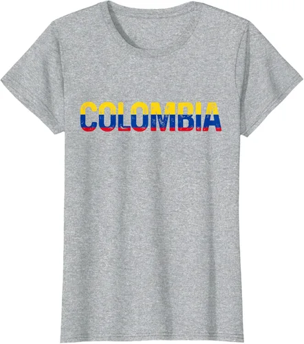 Vista 5 de Camiseta Vintage Pride de la bandera colombiana de Colombia, Negro