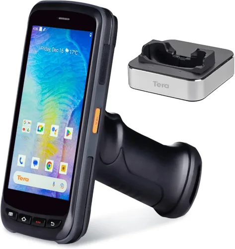Vista 8 de Tera Android 11 escáner de código de barras PDA: con agarre de pistola de cuna de carga 8000mAh batería extra grande computadora móvil portátil 5.2