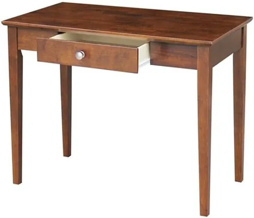 Vista 4 de IC International Concepts, Mesa de escritura, madera auténtica maciza, madera de parawood resistente, espresso