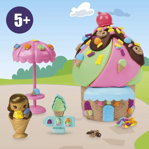 Vista 8 de Play-Doh Builder - Kit de construcción de juguete para helado para niños de 5 años en adelante con 8 latas de compuesto de modelado no tóxico, fácil
