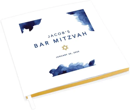 Vista 13 de Andaz Press Libro de invitados personalizado de Bar/Bat Mitzvah con detalles dorados, 120 páginas Art Deco personalizadas, álbum de fotos de tapa