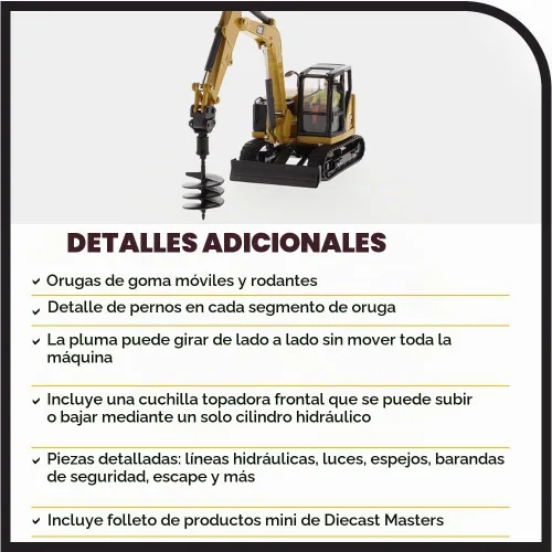 Vista 5 de Diecast Masters 1:50 Escala Modelo Cat 308 CR Mini Excavadora Hidráulica, 85596