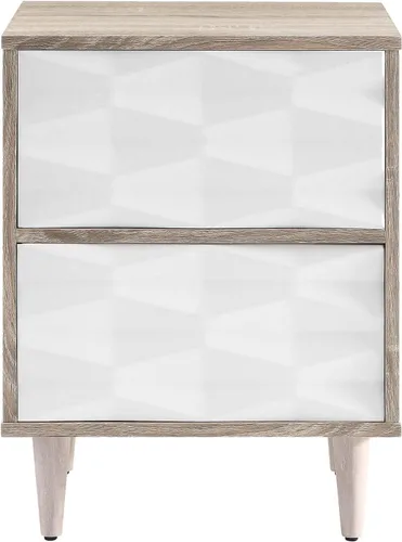 Vista 5 de Modway MOD-7080-OAK-WHI Vespera - Mesita de noche con 2 cajones, color blanco roble Roble blanco.