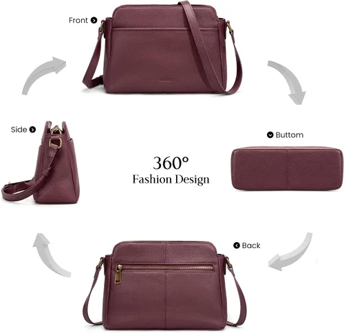 Vista 7 de befen Bolso cruzado antirrobo para mujeres de cuero genuino, bolsos pequeños de hombro cruzados con ranuras para tarjetas RFID