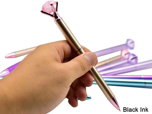 Vista 6 de Maydahui 24 bolígrafos de diamantes de tinta negra, retráctiles, diseño de metal brillante para niñas, mujeres, fiestas, día de San Valentín