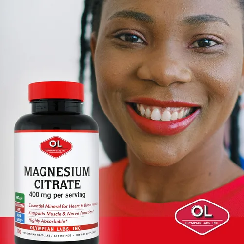 Vista 2 de Olympian Labs Citrato de magnesio, 400 mg 33 porciones, apoya el sistema nervioso saludable, músculo y hueso, 100 cápsulas