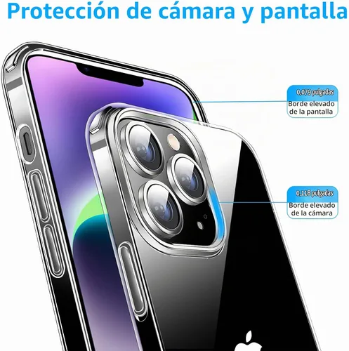 Vista 3 de JJGoo Compatible con iPhone 14 Pro, transparente, suave, a prueba de golpes, delgada, delgada, funda protectora transparente para teléfono