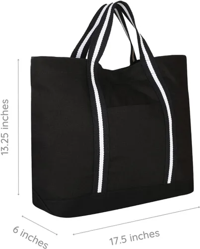 Vista 2 de Eco Right Bolsa de lona extragrande para compras y trabajo, bolsa de playa con asas cruzadas ajustables