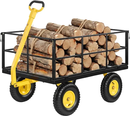 Vista 10 de VEVOR Carrito de jardín de acero de 900 libras, mango 2 en 1, carro de jardín extraíble resistente con neumáticos libres de 10 pulgadas, carrito