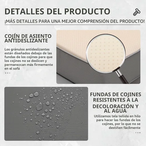 Vista 4 de Lviden - Sofá de mimbre para patio, sofá de 3 asientos para exteriores con sofá profundo de ratán para todo tipo de clima, con cojines