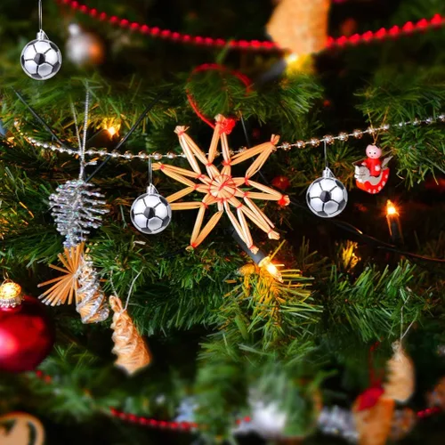 Vista 8 de 12 piezas de suministros de fiesta de fútbol pelota de fútbol rugby adornos colgantes decoraciones de bolas temáticas de deportes decoraciones