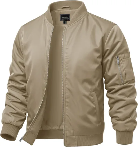 Vista 10 de CRYSULLY Chaquetas bomber ligeras para hombre, con cremallera completa, casual, rompevientos, de golf, a la moda, con bolsillo