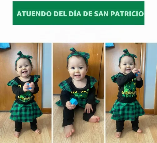 Vista 2 de Aalizzwell Ropa para bebé niña Día de San Patricio Negro