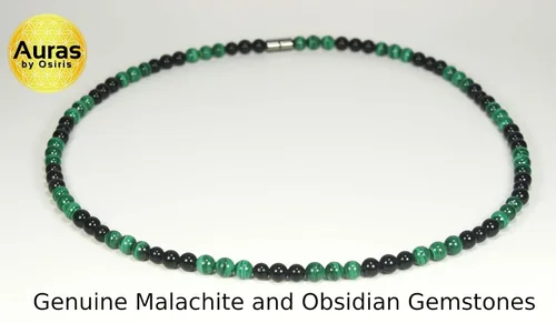 Vista 18 de Collar de cristal de obsidiana negra hecho a mano, collar de cuentas de piedras preciosas naturales auténticas, curación, protección, talismán mala