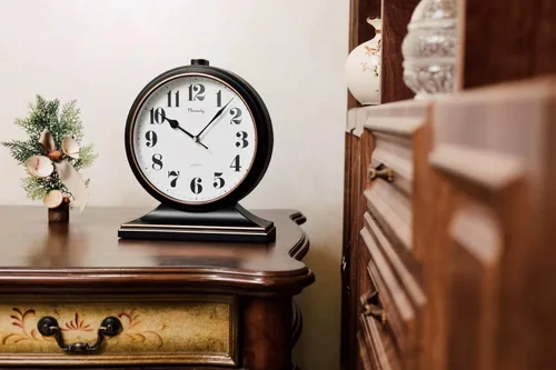 Vista 3 de Reloj de escritorio, reloj de escritorio retro, reloj de escritorio de 10 pulgadas, silencioso y sin tictac, reloj decorativo antiguo, fácil de leer