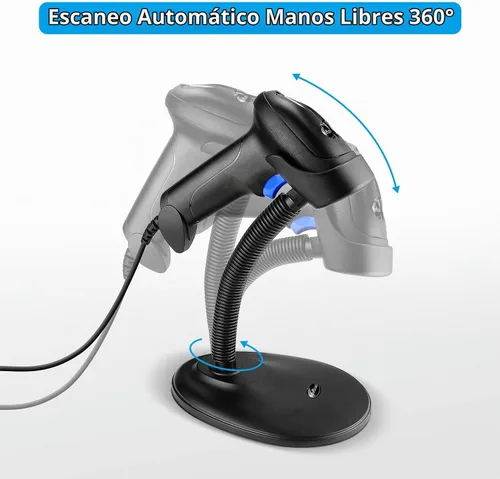 Vista 5 de NetumScan Escáner de código de barras USB 1D portátil con soporte, CCD con cable para punto de venta Lector de código de barras para detección