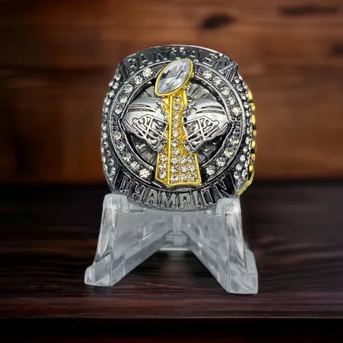 Vista 3 de Legacy Rings Anillo de trofeo del campeonato de fútbol de fantasía 2023 Gunmetal y tono dorado Premio para campeón FFL talla 11