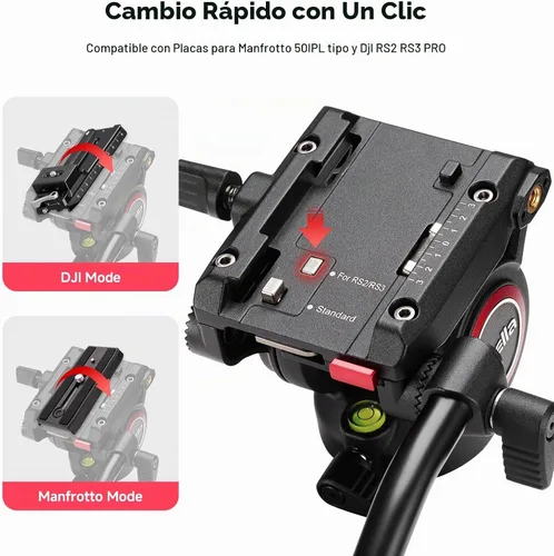 Vista 4 de Avella V504 Cabezal fluido de trípode de video con placa de liberación