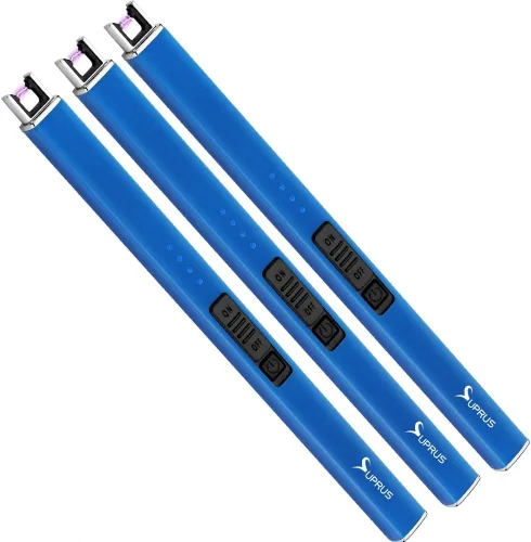 Vista 9 de SUPRUS Encendedor fluorescente que brilla en la oscuridad, encendedor eléctrico de velas, encendedor de arco USB recargable con bloqueo