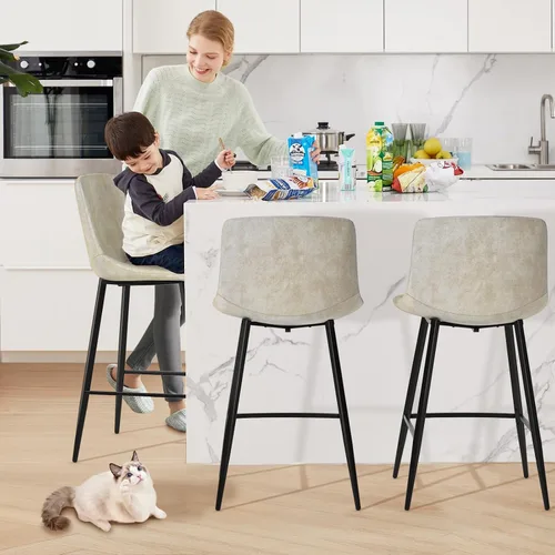 Vista 2 de 5Rcom Juego de 2 taburetes de bar de altura de mostrador de 600 libras, taburetes de cocina de 24 pulgadas con respaldo, sillas de bar modernas